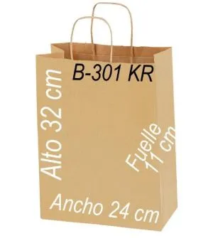 Bolsa papel Kraft 24x32 Asa retorcida kraft