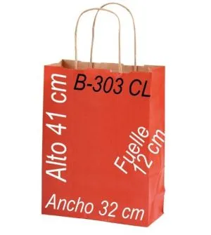 Bolsa papel Kraft 32 x 41 Asa retorcida fondo de color