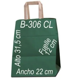 Bolsa papel Kraft liso 22X31,5 Asa Plana fondo de color