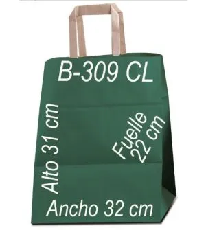Bolsa papel Kraft liso 32X31 Asa Plana fondo de color