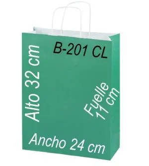 Bolsa papel 24 x 32 Asa retorcida fondo de color