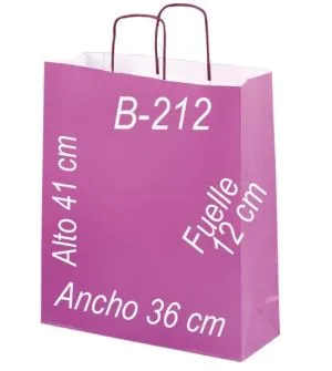 Bolsa papel verjurado 36X41 Asa retorcida y fondo de color