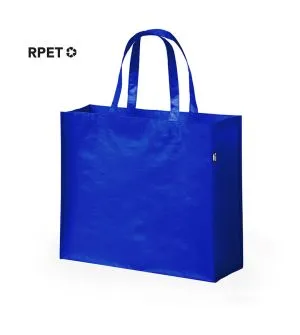 bolsa dela compra de material reciclado reutilizable y personalizable con su marca color azul
