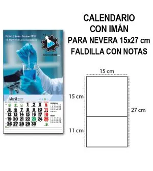 Calendario con imán para nevera 15x27 cm faldilla con notas