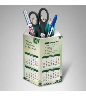 Cubilete lapicero con calendario totalmente personalizado