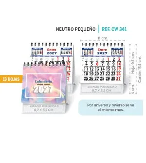 Calendario de sobremesa mensual sin imágenes y la publicidad en la base de cartoncillo