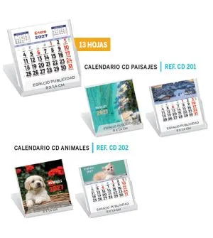 Calendario de sobremesa 10x10 cm caja CD personalizado