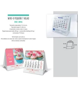 Calendario de sobremesa 11x14 cm 7 hojas con su publicidad