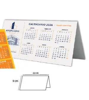 Calendario sobremesa pvc canto recto