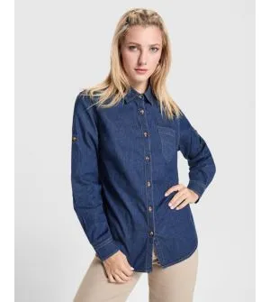 Camisa Uniforme Vaquera Manga Larga Mujer Personalizable