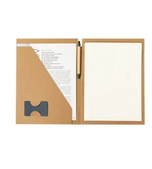 Carpeta cartón reciclado  con bolsillo y cuaderno + boligrafo