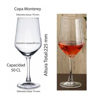 Copa de cristal de 50 CL para vinos personalizable con el logo del evento.