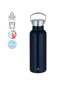 botella aluminio 650 ml plateada hermética