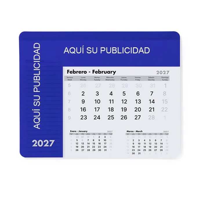 Alfombrilla para ratón de ordenador con calendario de 2027 incorporado personalizable con su publicidad