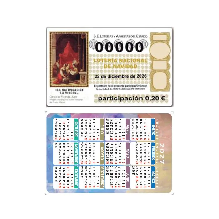 Calendario fracción de lotería bolsillo personalizado