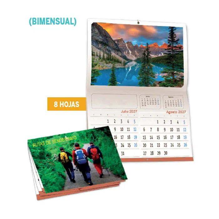 Calendario de pared tipo revista con grapa bimensual