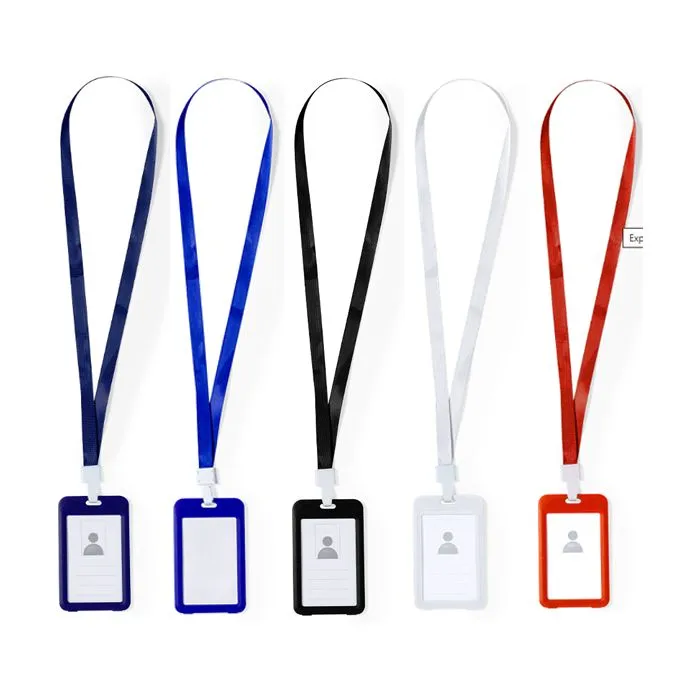 Identificador porta tarjetas con cinta lanyard personalizado colores disponibles