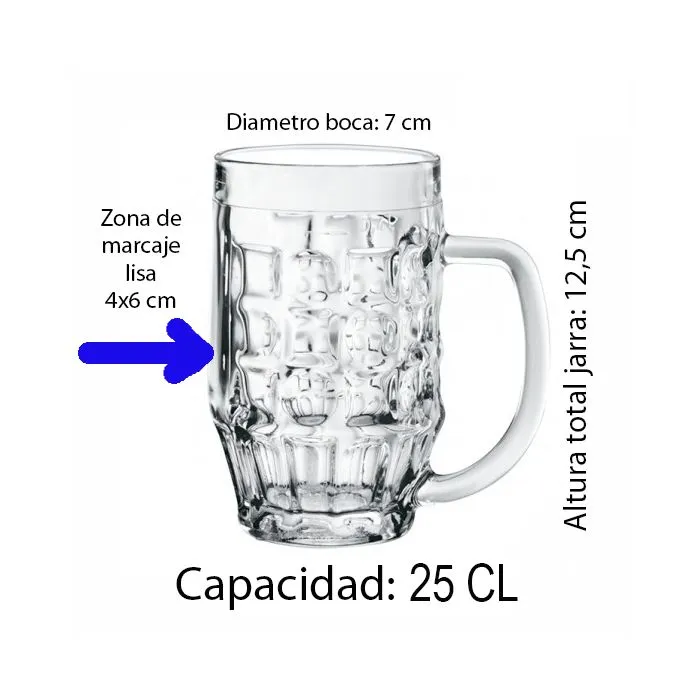 Medidas jarra cerveza malles capacidad 25 CL personalizable
