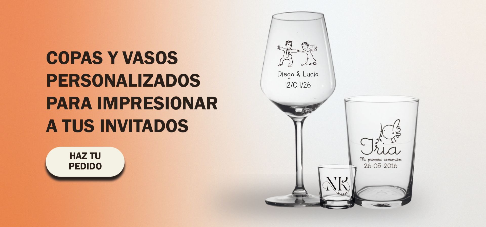 Copas y vasos personalizados con su logo o texto